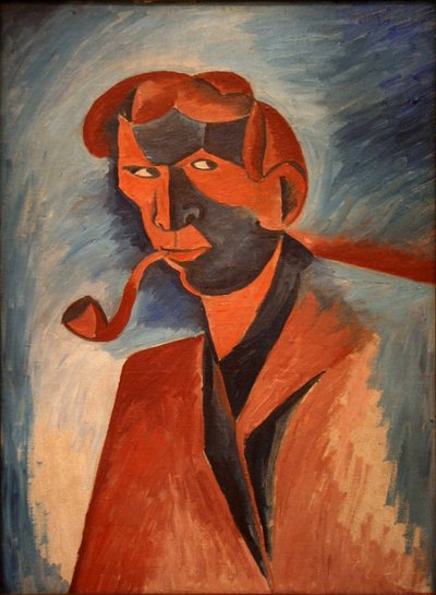 Smoker Self-portrait by Bohumil Kubišta